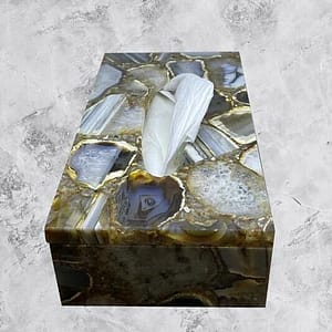 Wild Agate Stone Tissue Box For Bathroom Accessories Handmade Home office Decor